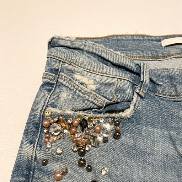 Zara Trafaluc Distressed Blue Jeans Womens Size 4 - Picture 4 of 16